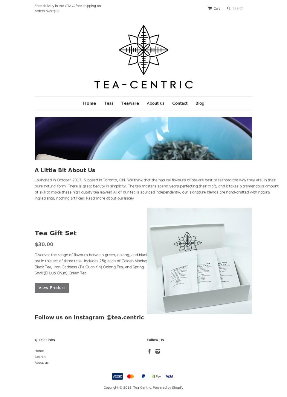 tea-centric.ca shopify website screenshot
