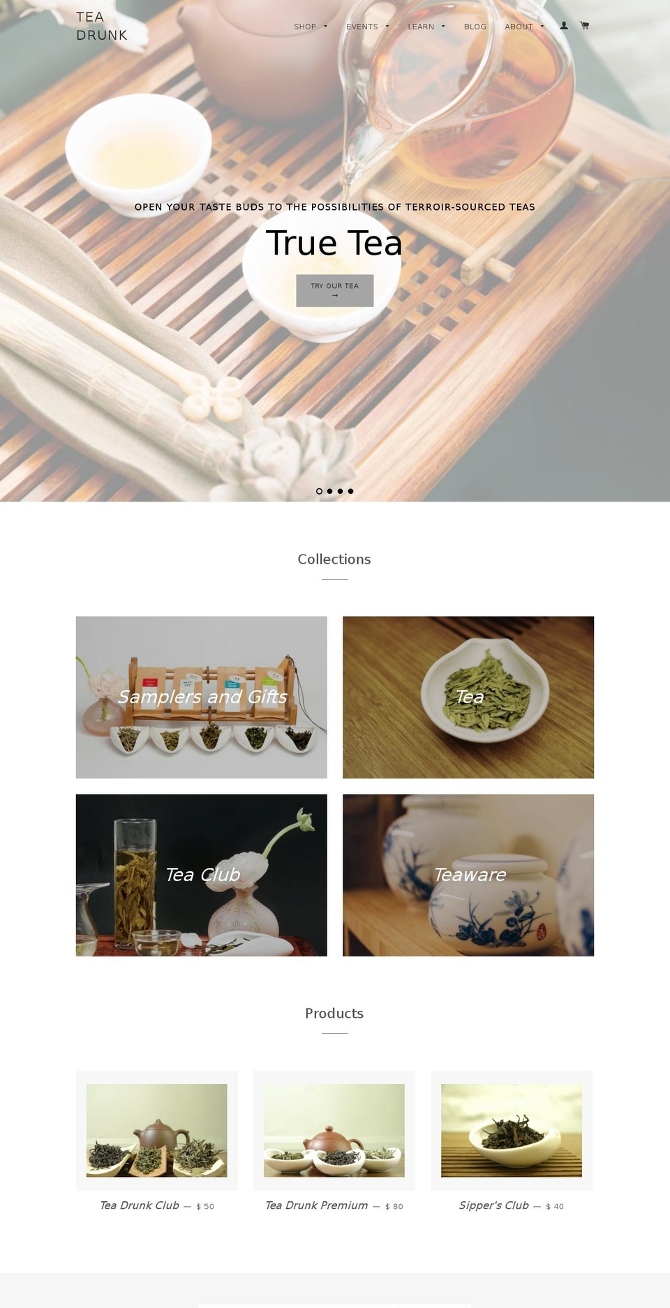 tea-drunk.com shopify website screenshot