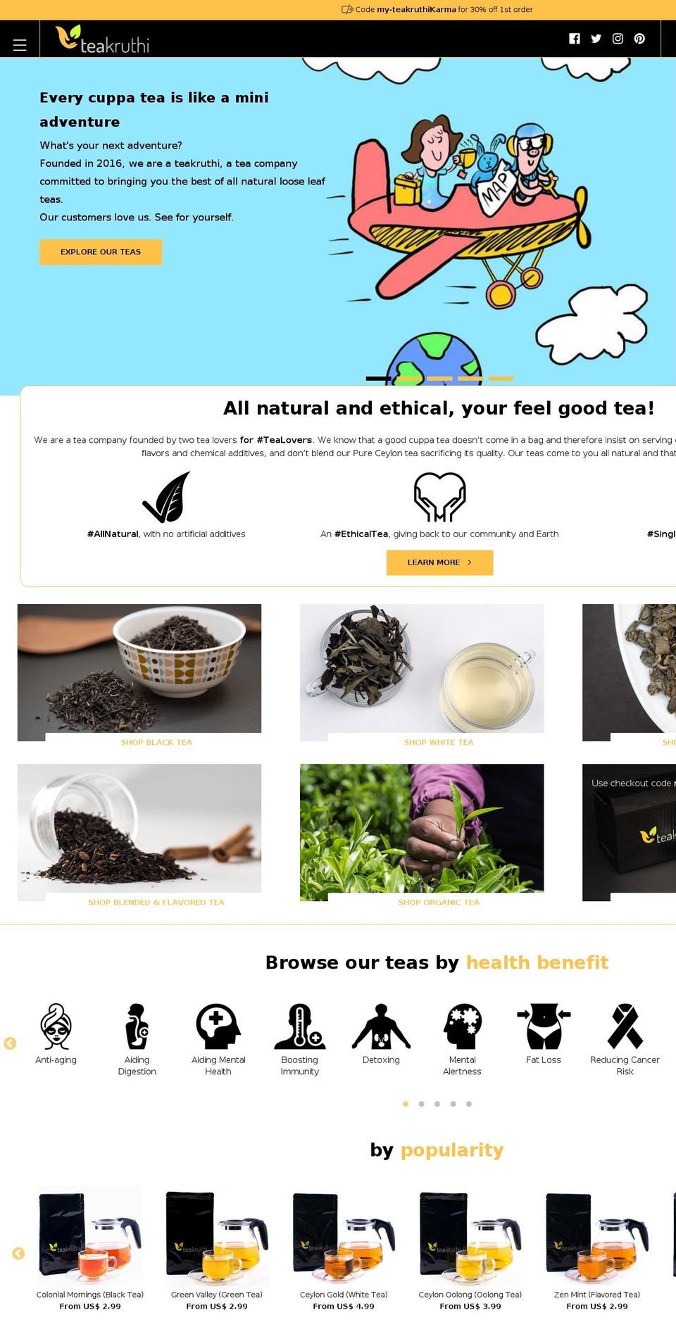 tea-kruthi.com shopify website screenshot