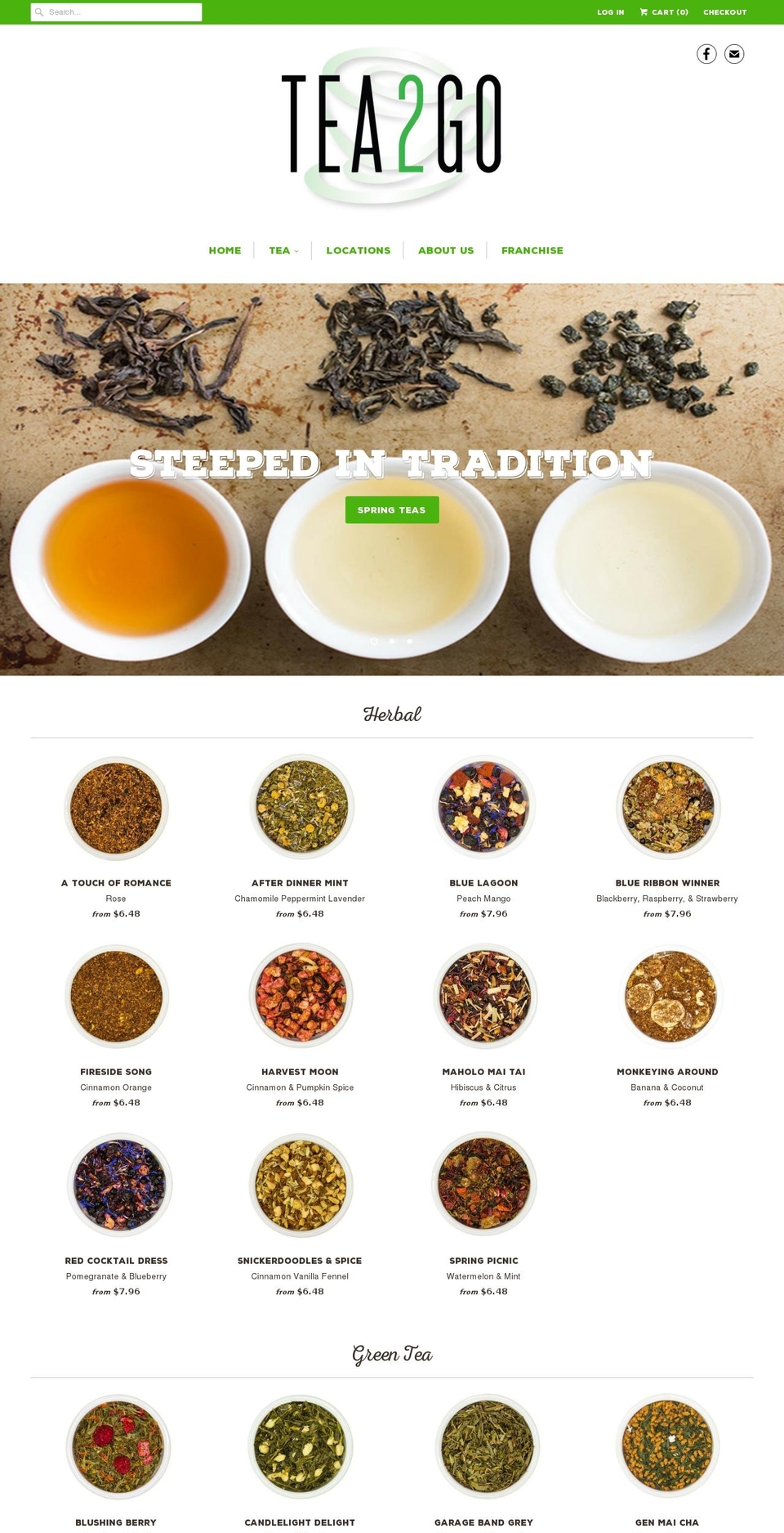 tea2go.us shopify website screenshot