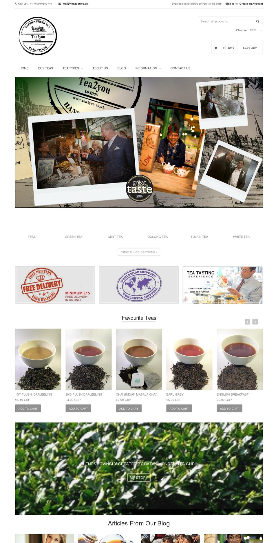 tea2you.co.uk shopify website screenshot