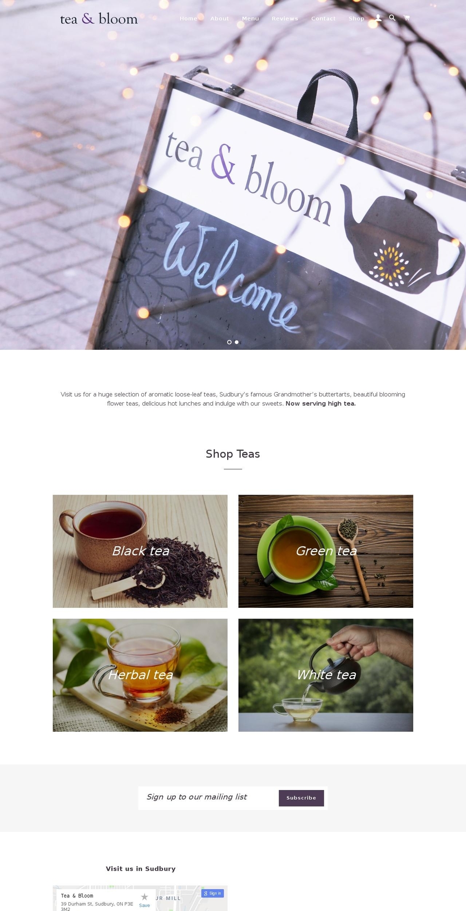teaandbloom.ca shopify website screenshot