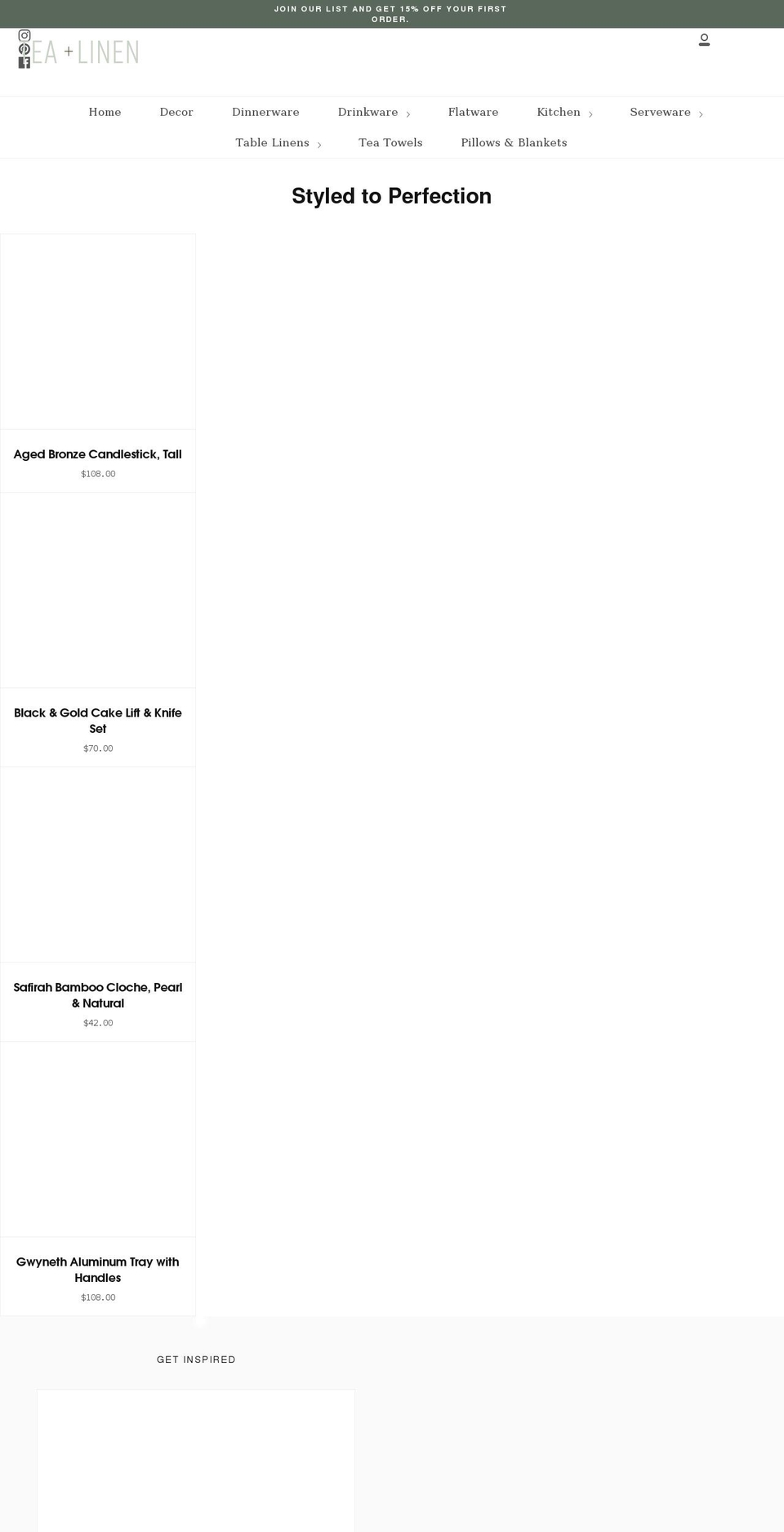 teaandlinen.com shopify website screenshot
