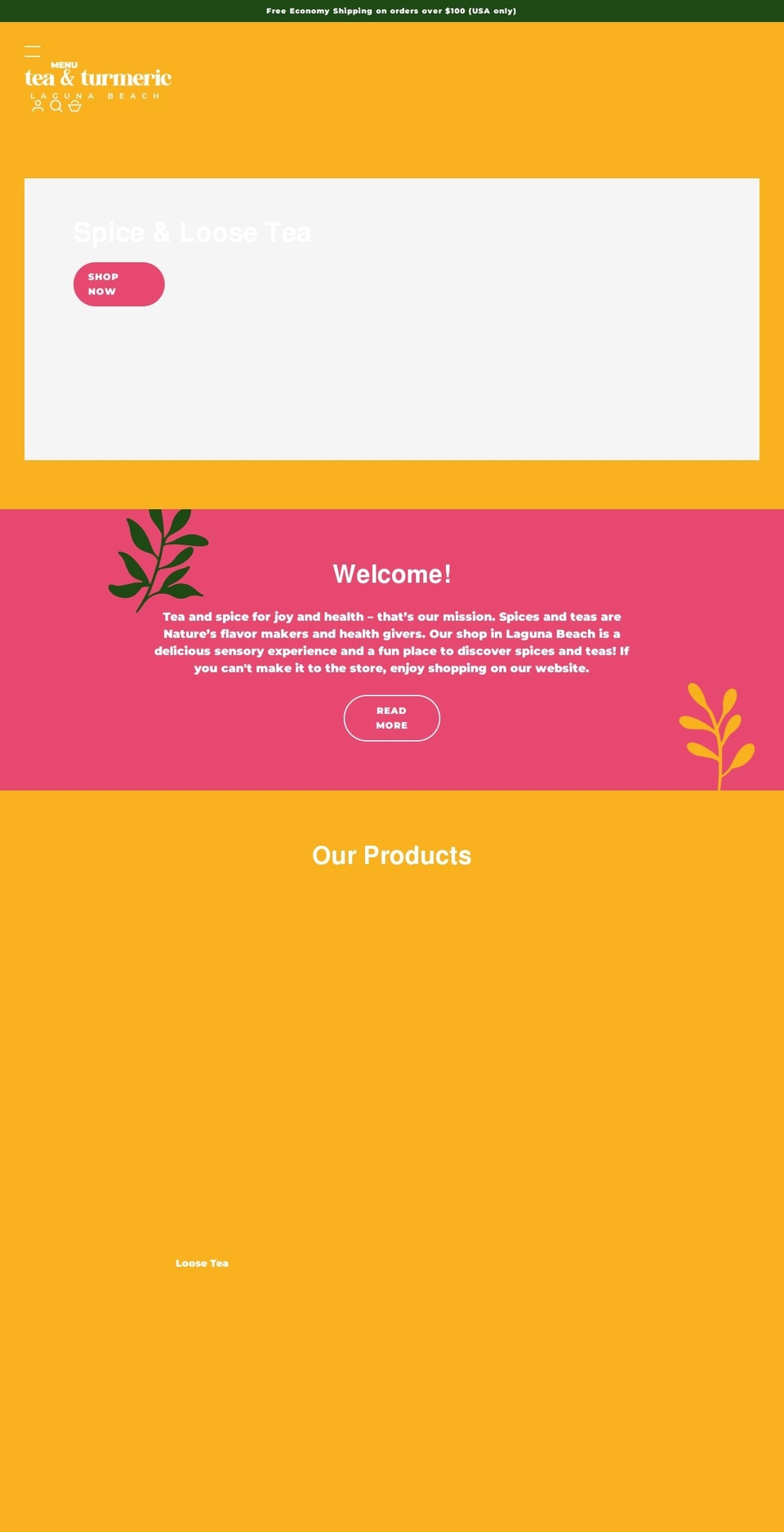 teaandturmeric.com shopify website screenshot