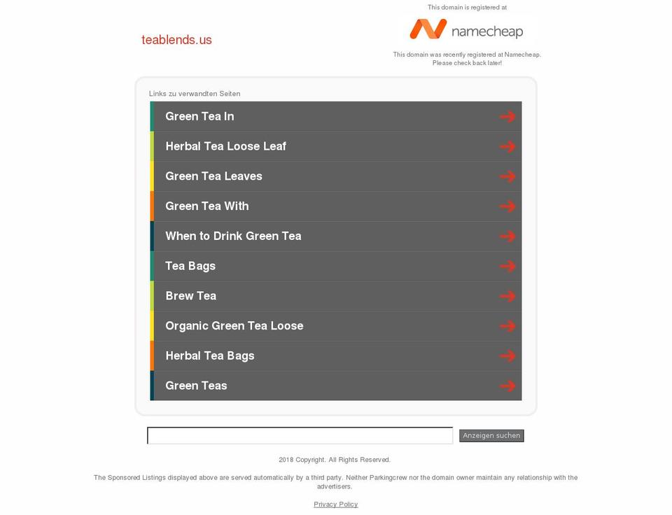 teablends.us shopify website screenshot