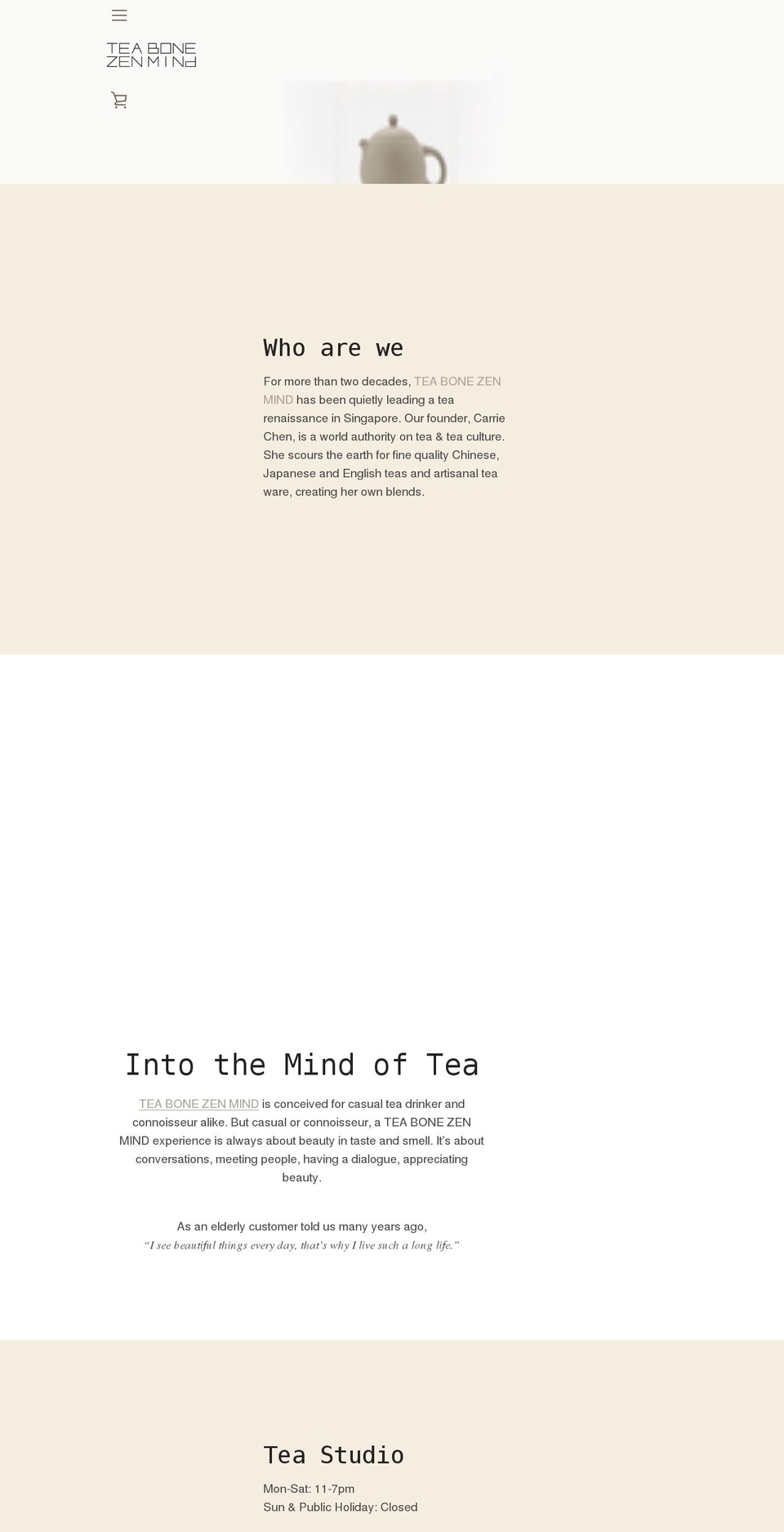 teabonezenmindshop.com — Shopify storefront screenshot