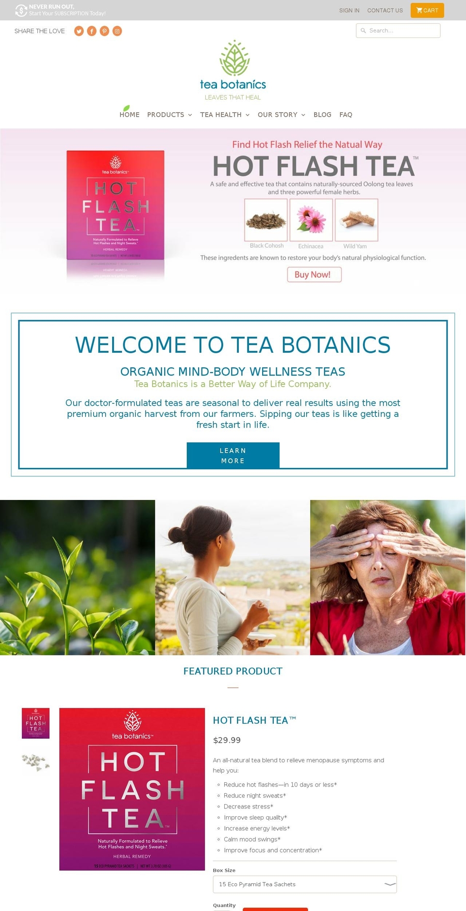teabotanics.com shopify website screenshot