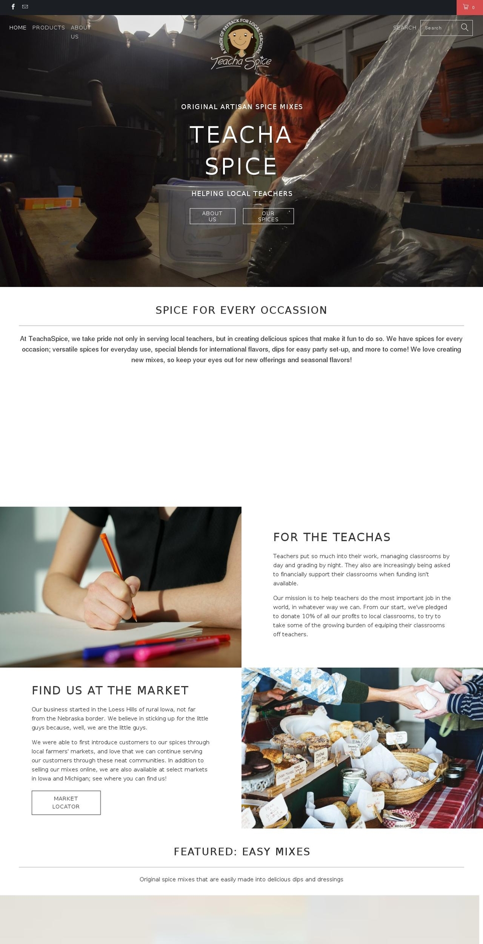 teachaspice.com — Shopify storefront screenshot