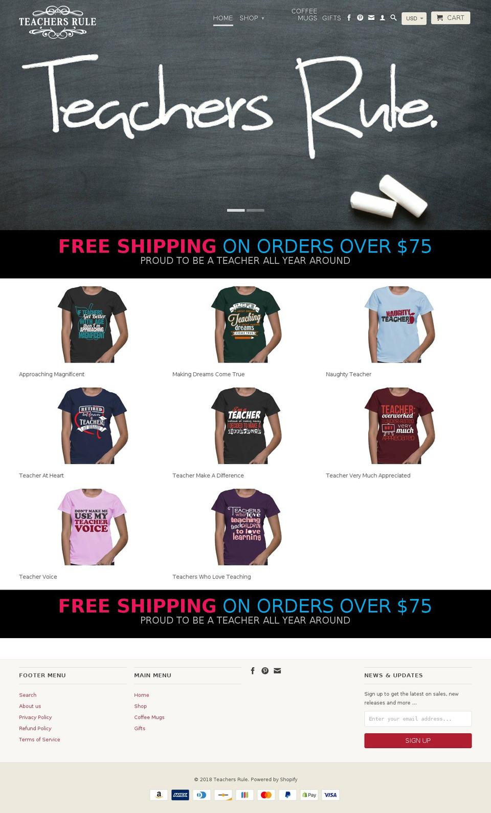 teachersrule.net shopify website screenshot