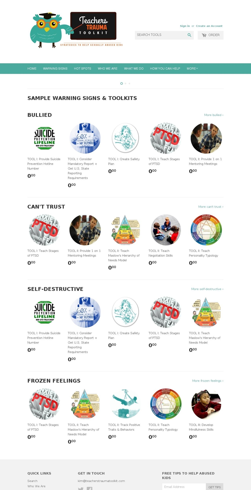teacherstraumatoolkit.com shopify website screenshot