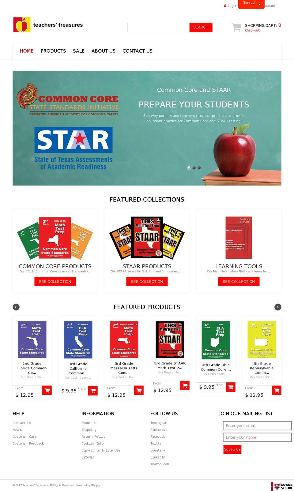Theme Shopify theme site example teacherstreasures.com