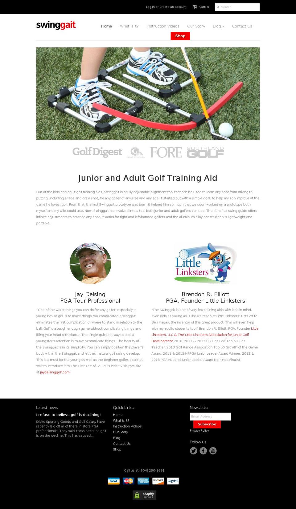 teachingkidstogolf.com shopify website screenshot