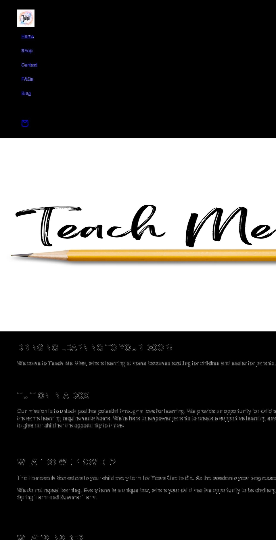 teachmemiss.com shopify website screenshot