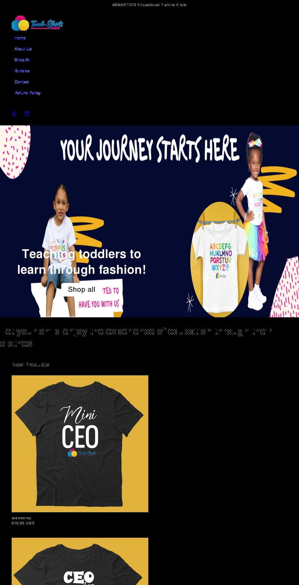 teachshirts4tots.com shopify website screenshot