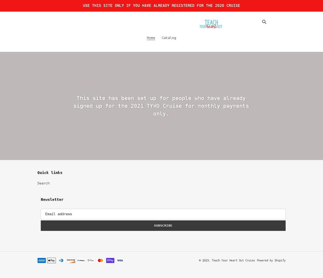 teachyourheartoutcruise.com shopify website screenshot