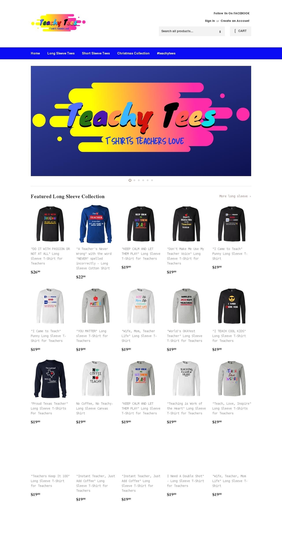 teachytees.com shopify website screenshot