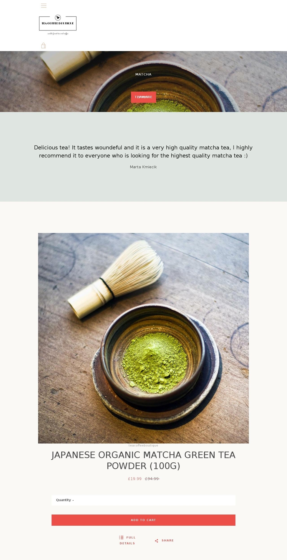 teacoffeeboutique.com — Shopify storefront screenshot
