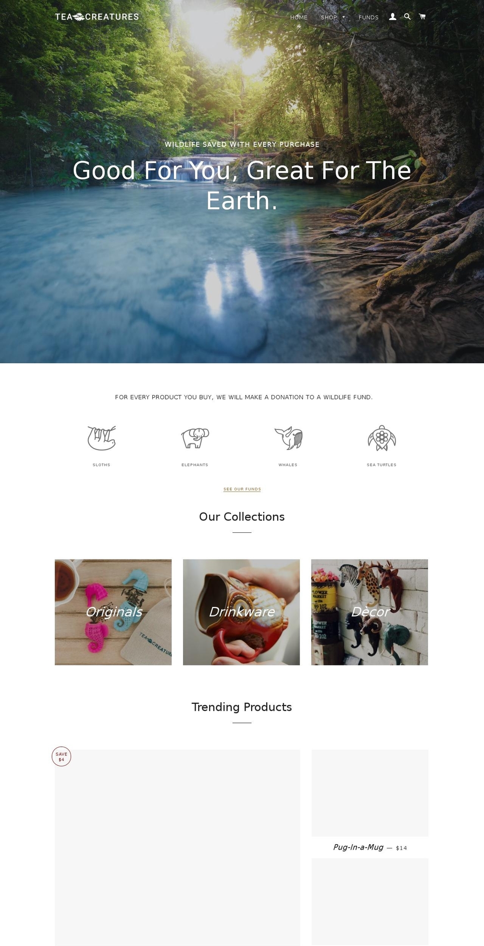 teacreatures.org shopify website screenshot