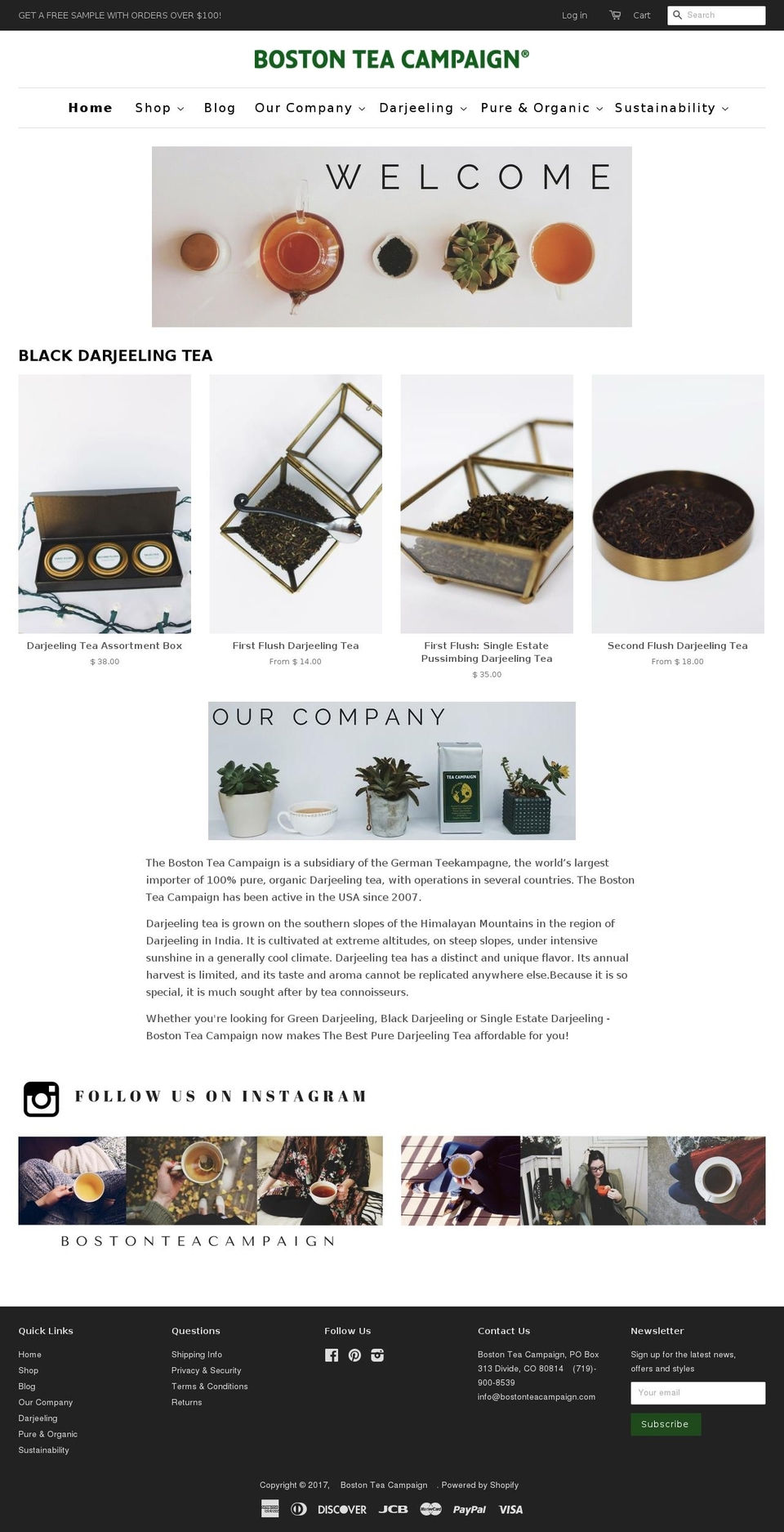 teadarjeeling.com shopify website screenshot