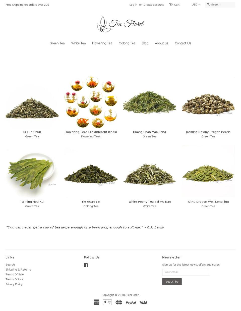 teafloret.com shopify website screenshot