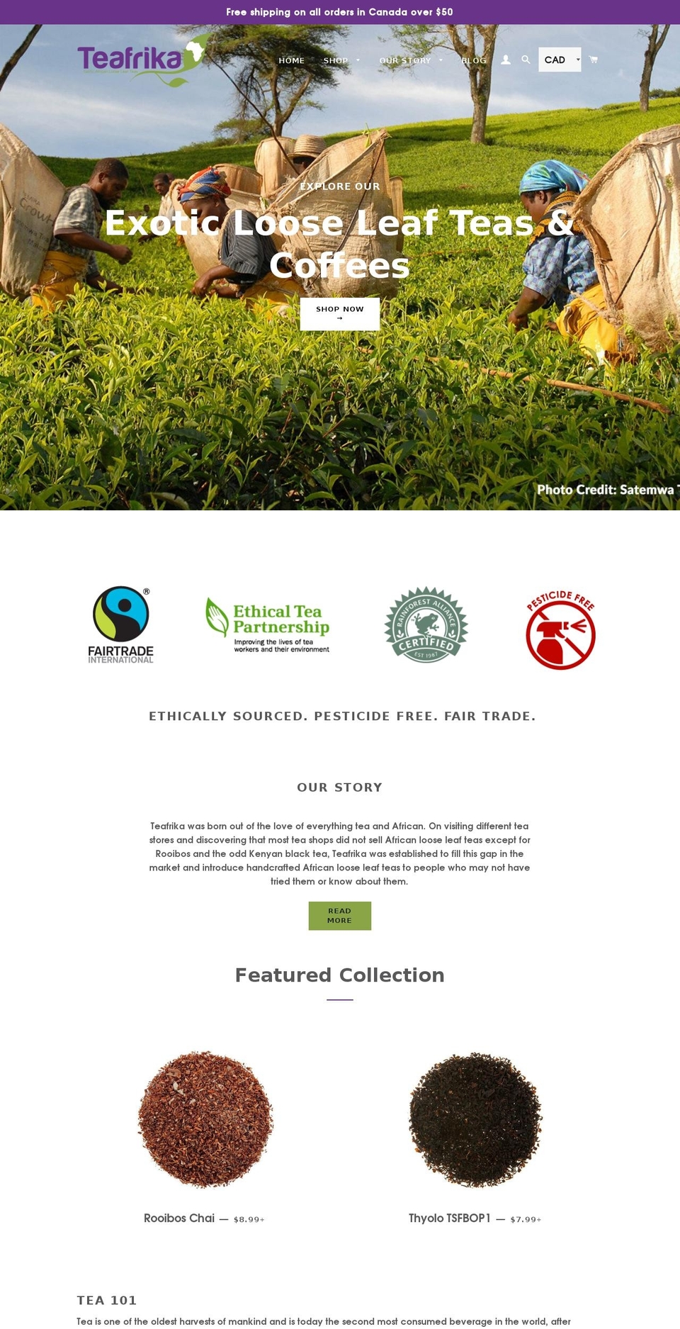 teafrika.com shopify website screenshot