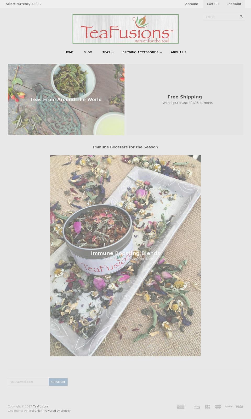 teafusions.com shopify website screenshot