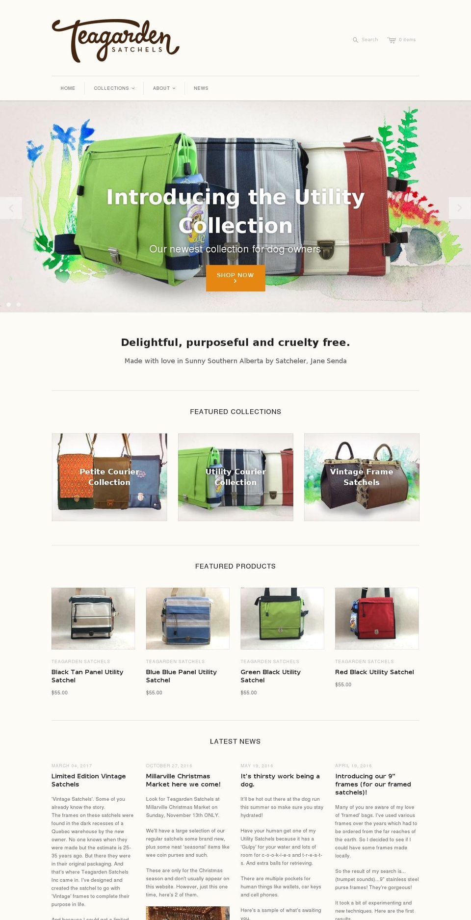 teagarden-satchels.com shopify website screenshot