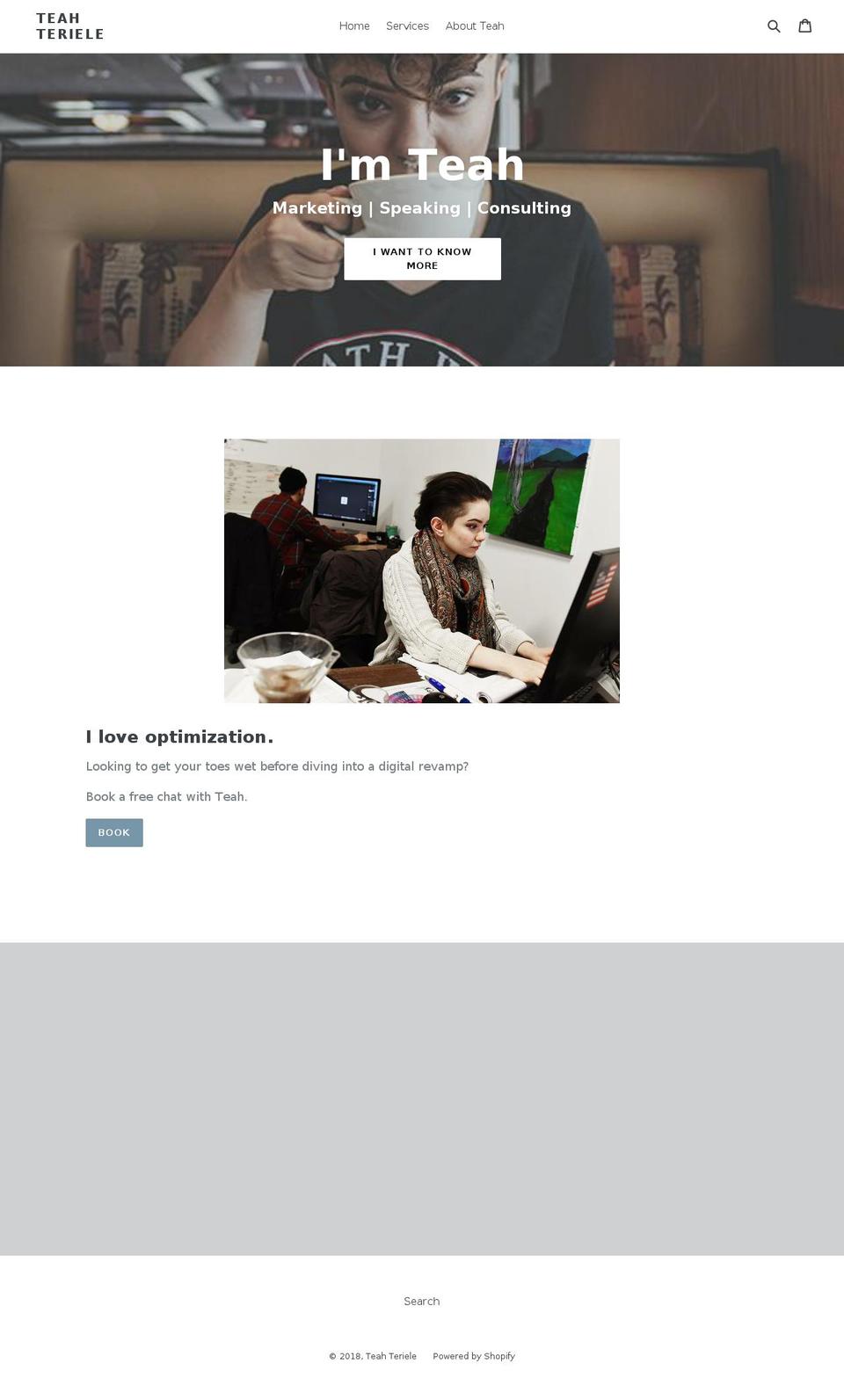 teahteriele.com — Shopify storefront screenshot