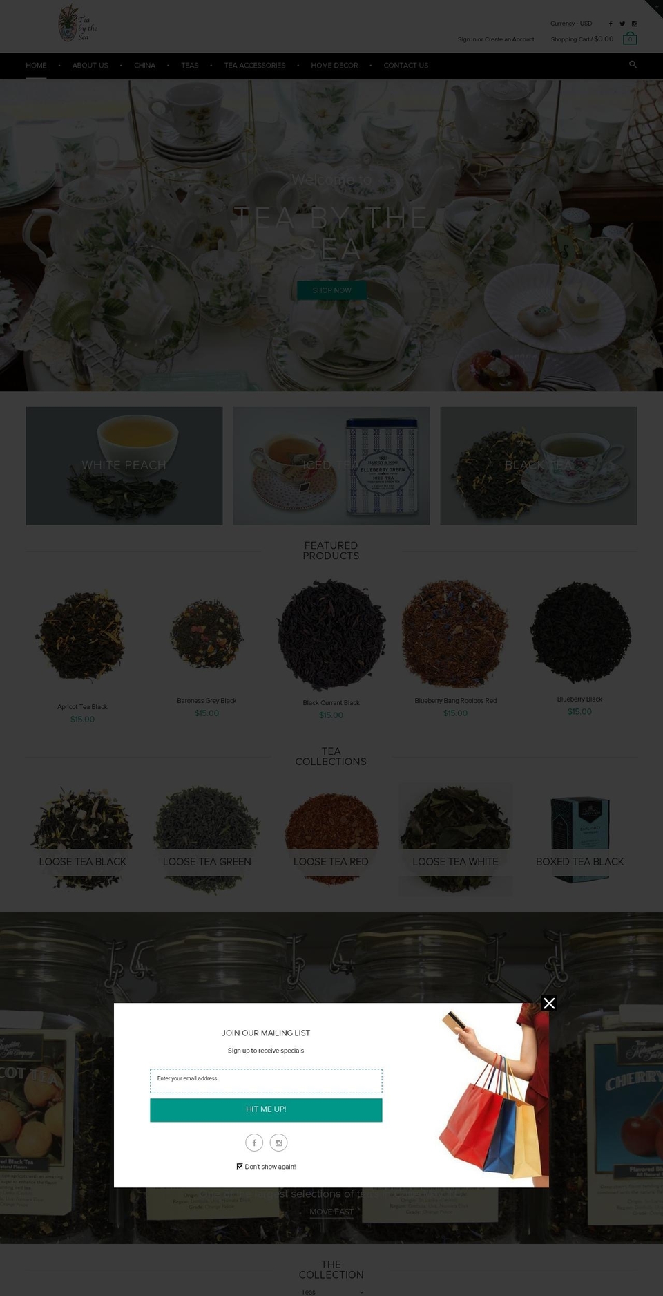 material Shopify theme site example teaincapemay.com