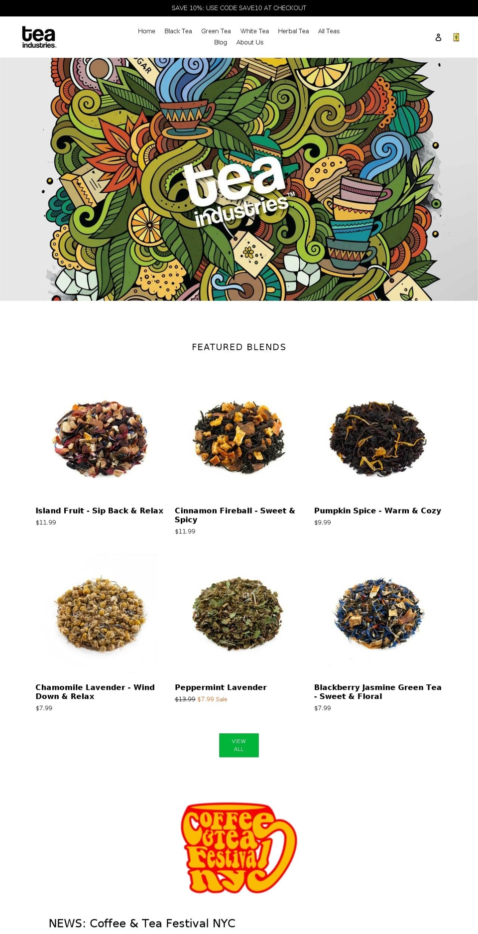 teaindustries.com — Shopify storefront screenshot