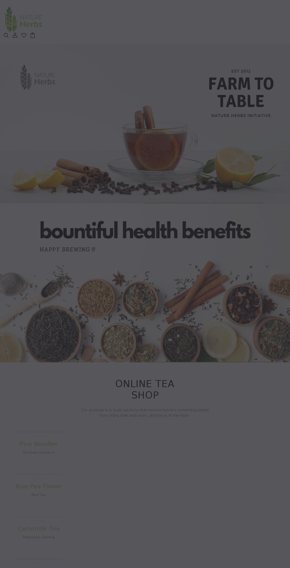 Herbyo home Shopify theme site example teaingredients.com