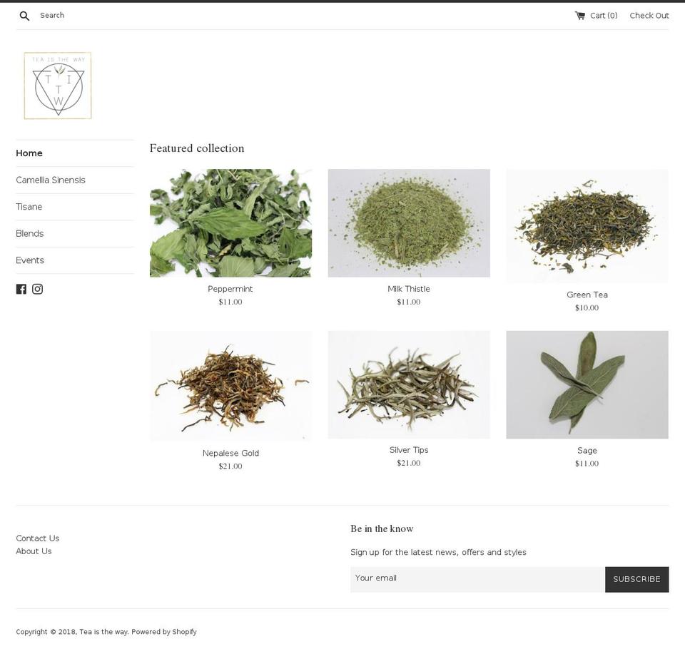 teaistheway.com shopify website screenshot