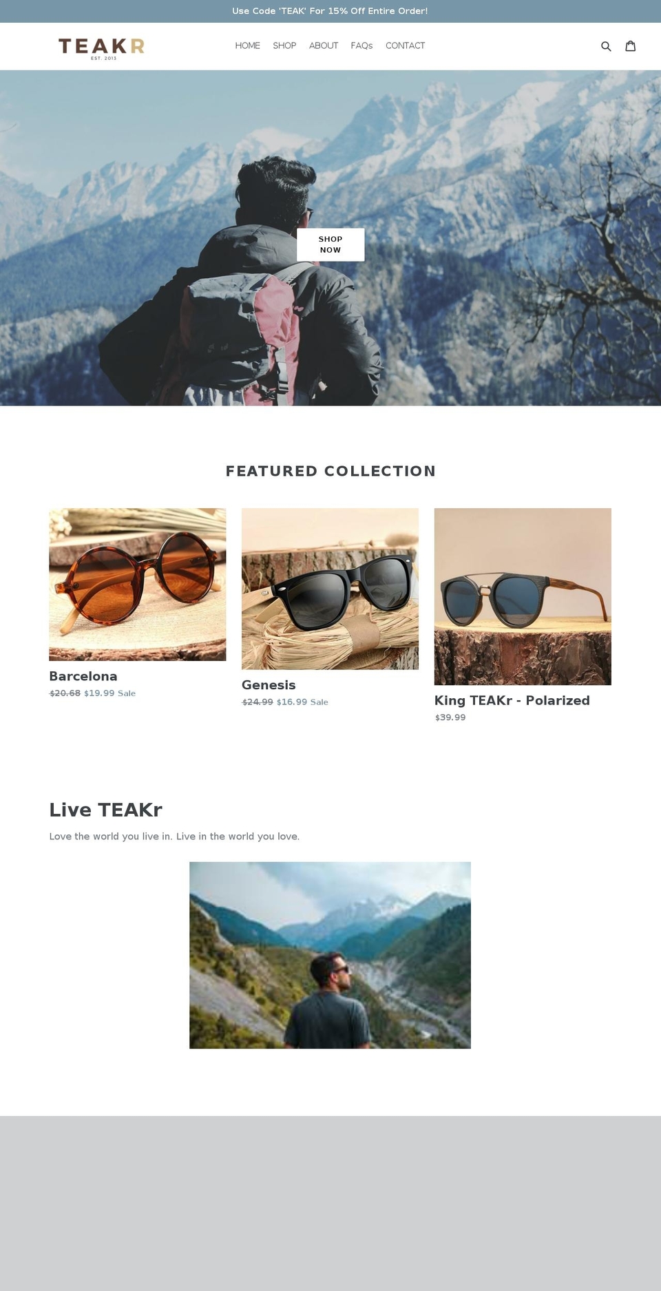 teakr.com — Shopify storefront screenshot
