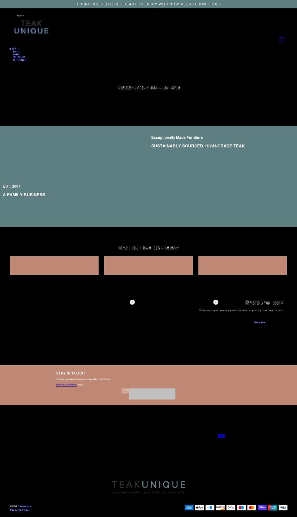 teakunique.co.uk shopify website screenshot