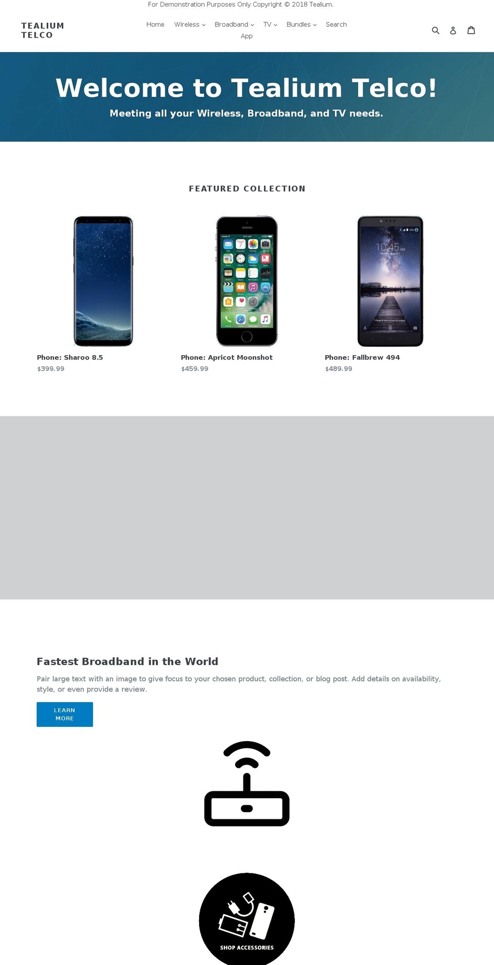 tealiumtelco.com — Shopify storefront screenshot