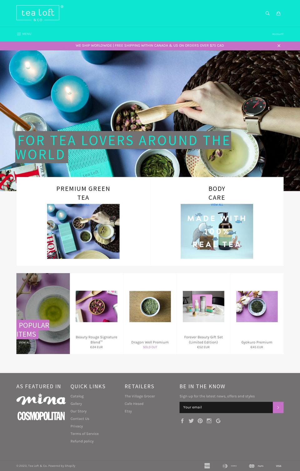 tealoftco.com shopify website screenshot