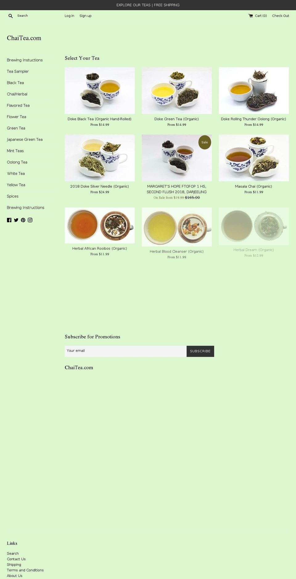 tealooseleaf.com shopify website screenshot