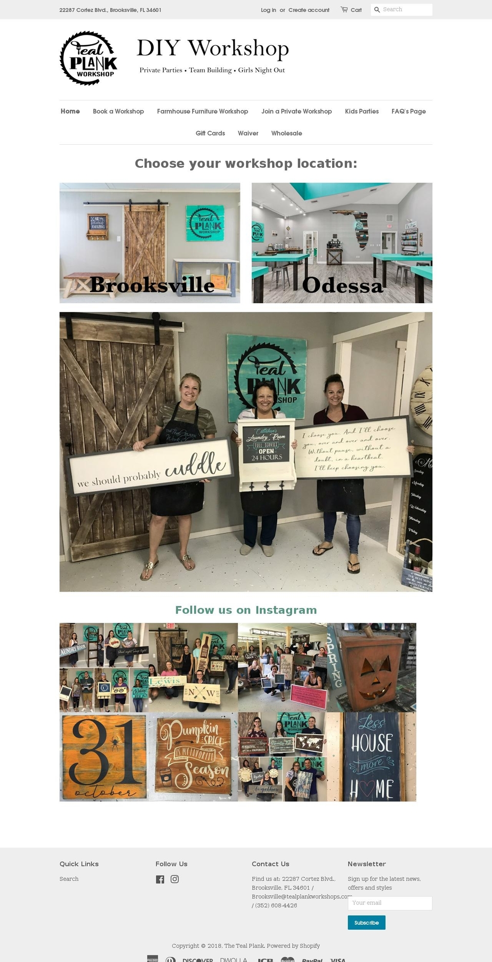 tealplankworkshops.com — Shopify storefront screenshot
