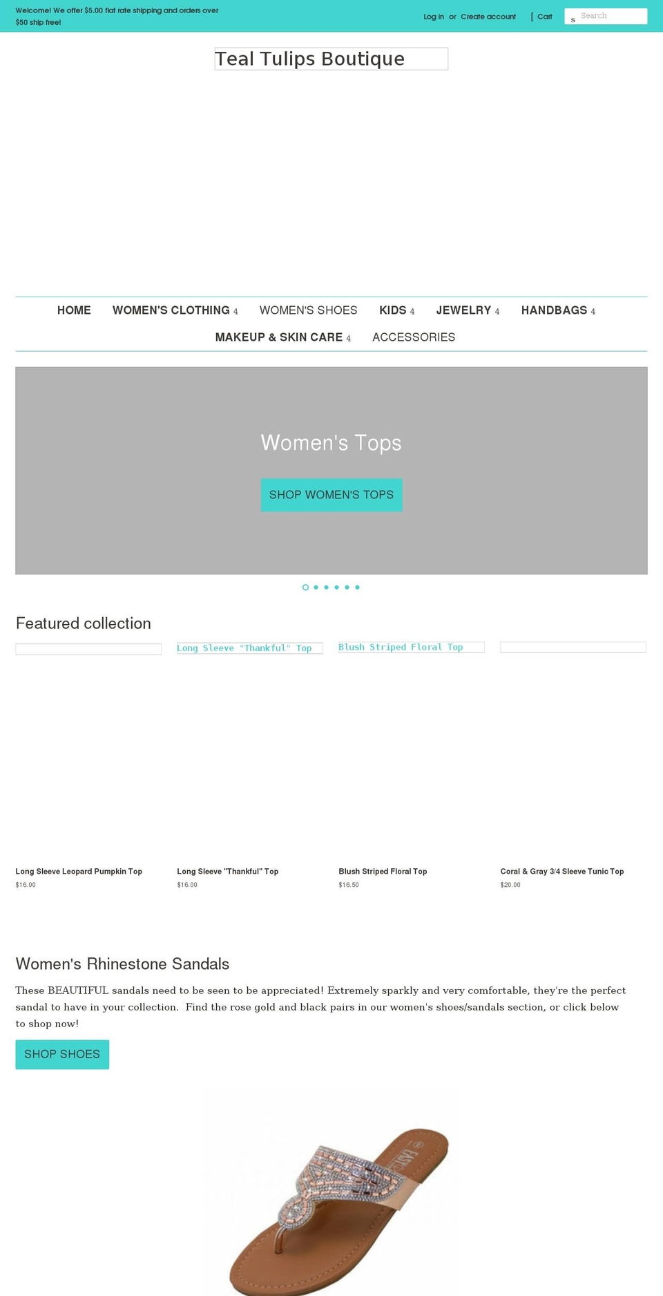 tealtulipsboutique.com shopify website screenshot