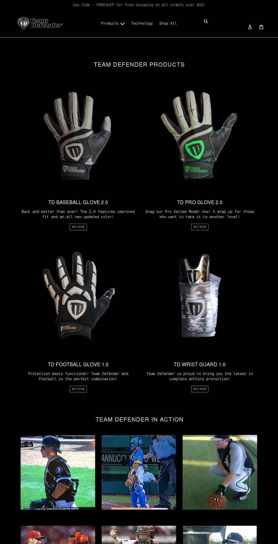 team-defender.com shopify website screenshot