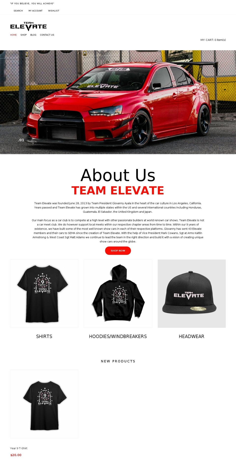 team-elevate.net shopify website screenshot