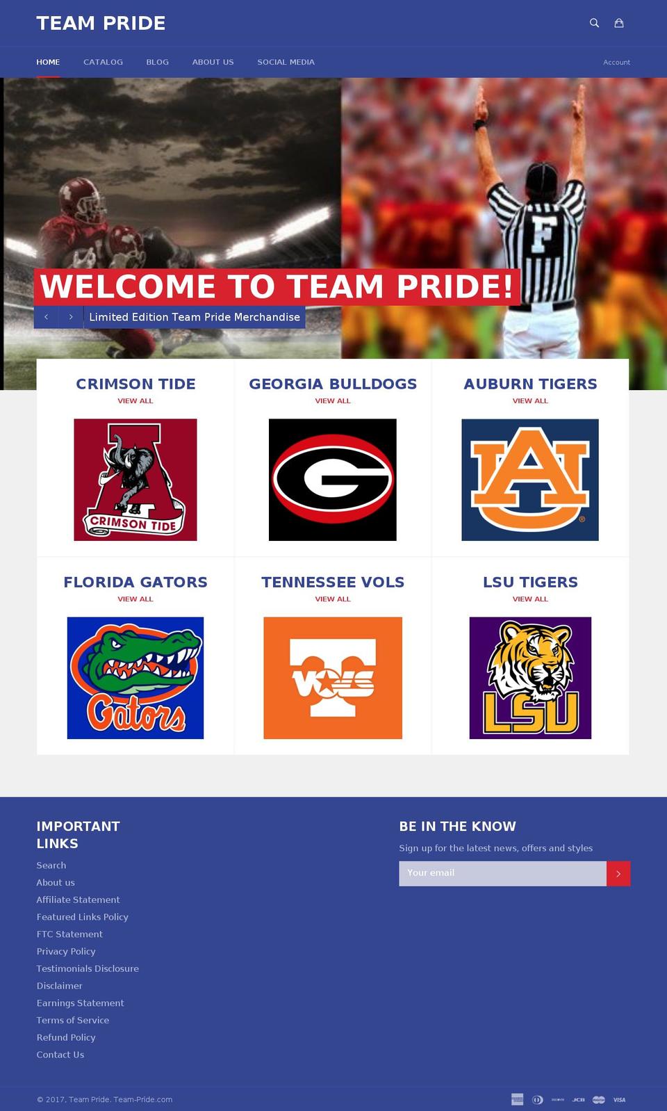 team-pride.com shopify website screenshot