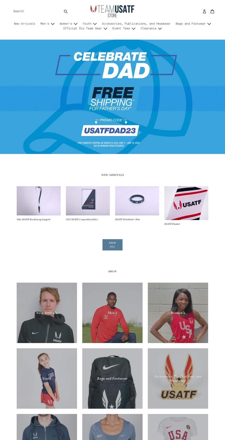 team-usatf-store.myshopify.com shopify website screenshot