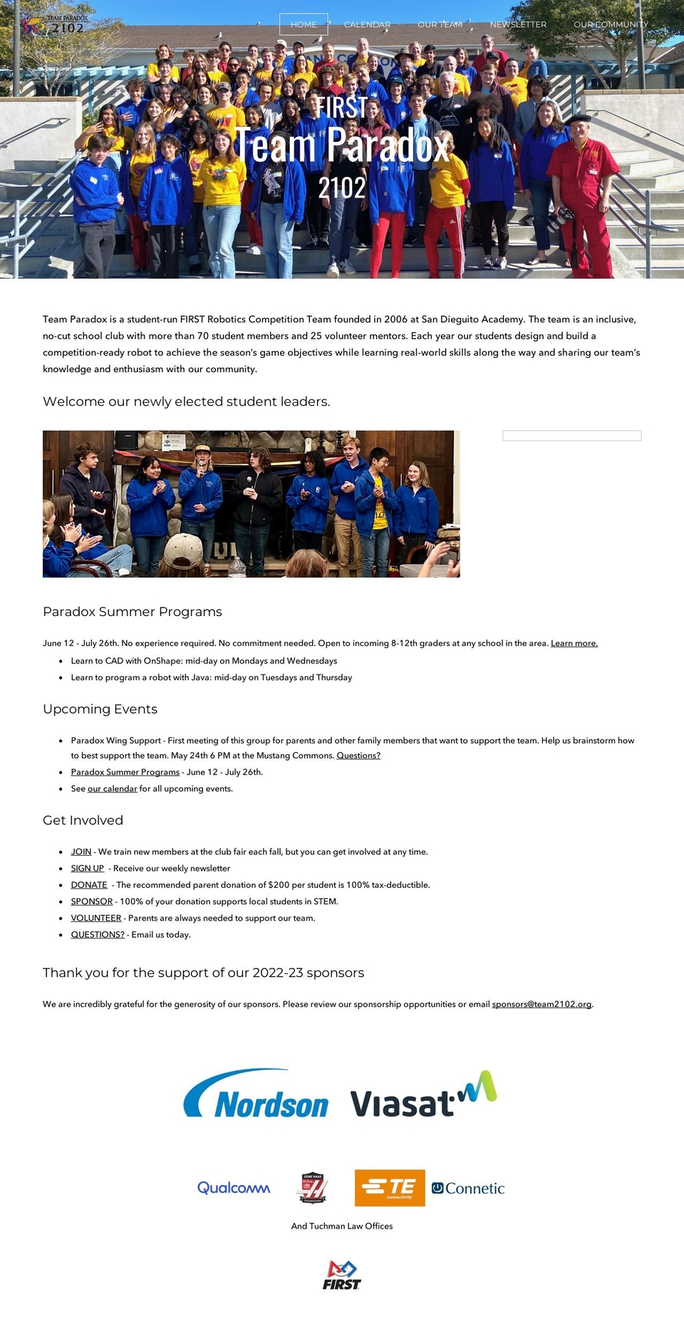 team2102.org shopify website screenshot