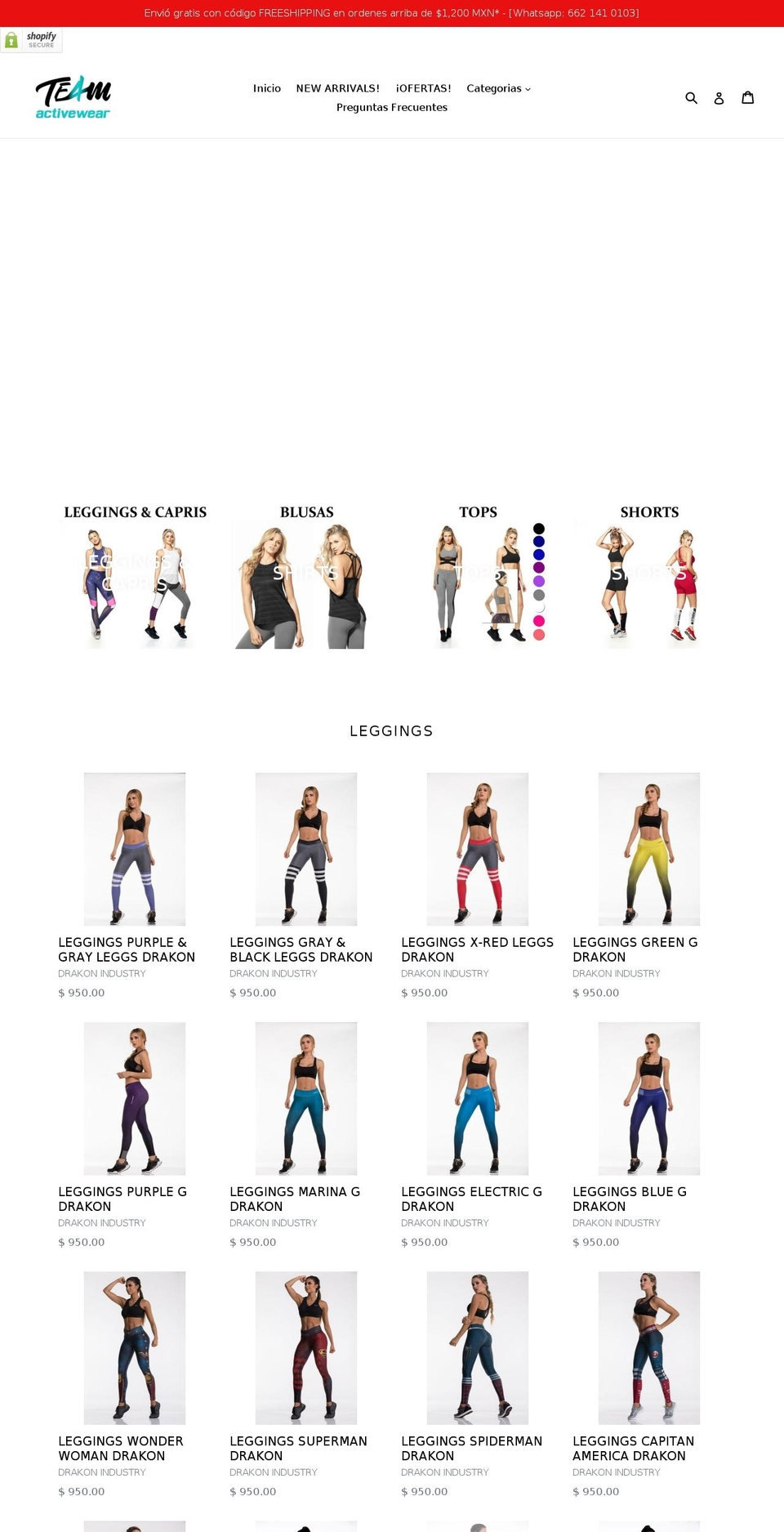 teamactivewear.com — Shopify storefront screenshot