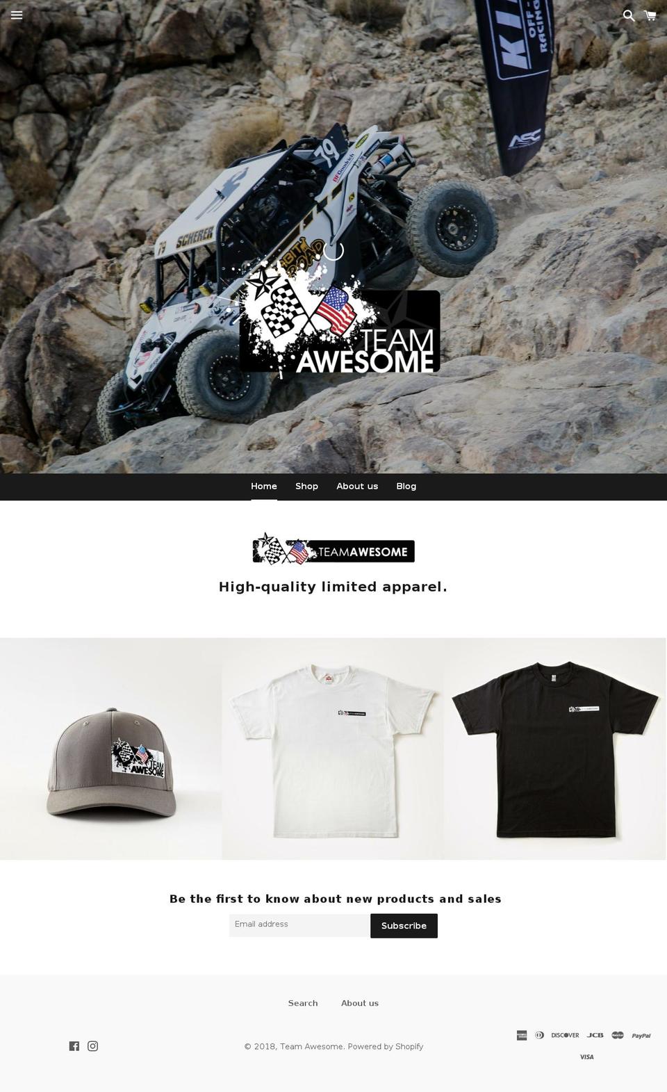 teamawesome.clothing shopify website screenshot