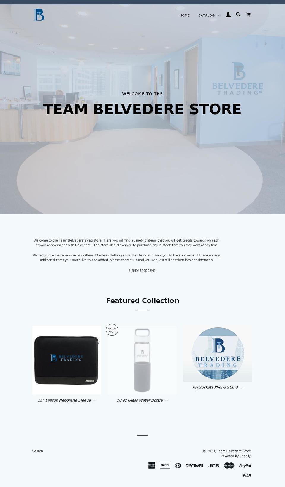 teambelvederestore.com — Shopify storefront screenshot