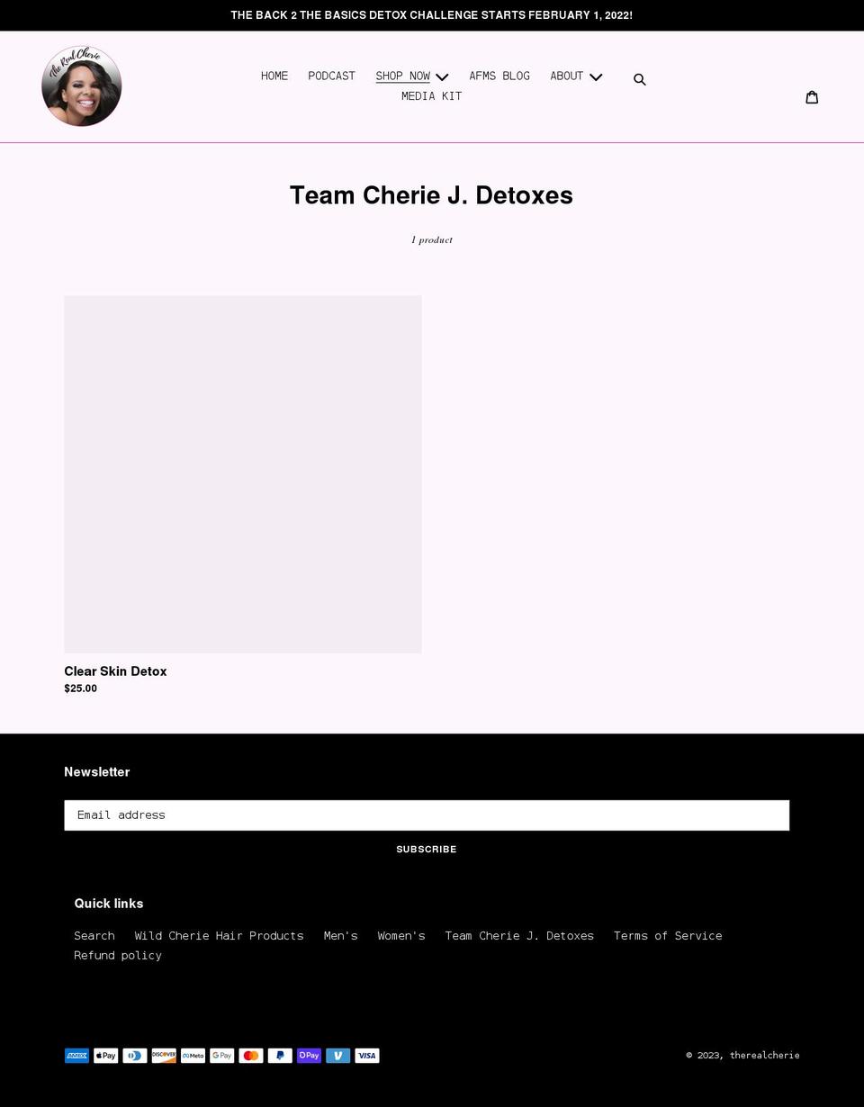 teamcheriej.com — Shopify storefront screenshot