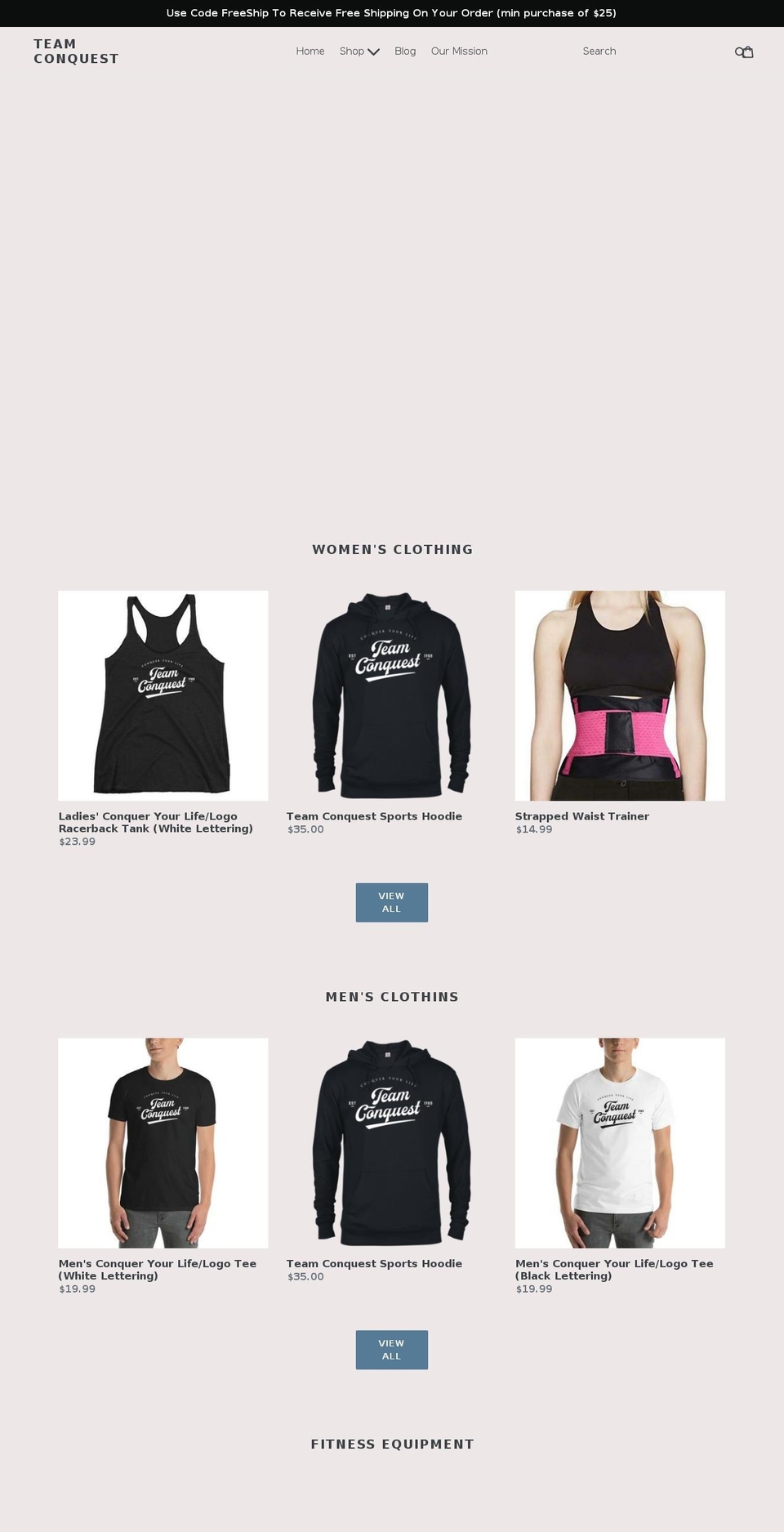 teamconquest.net shopify website screenshot