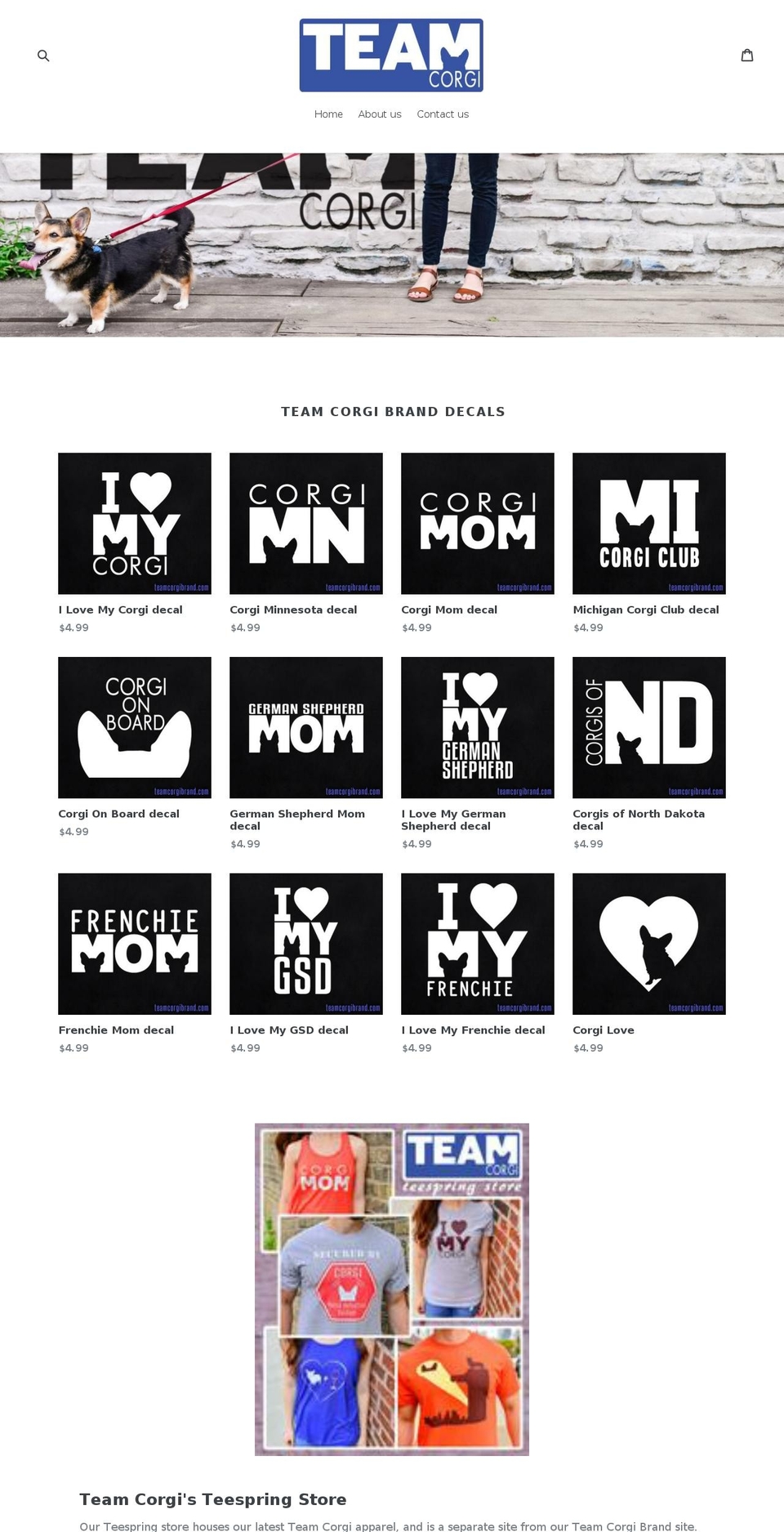 teamcorgibrand.com shopify website screenshot